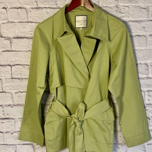 Bagatelle Collection Jacket LARGE Green Front Tie with Pockets Split Back Collar - Picture 3 of 12